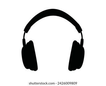 Headphone silhouette vector art white background