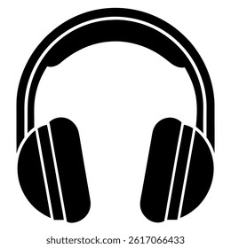 Headphone silhouette vector in black and white design

