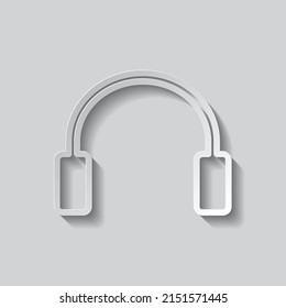 Vector de iconos simple para auriculares. Diseño plano. Estilo de papel con sombra. Fondo gris.ai