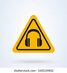Headphone Simple vector modern icon. Ear protection sign, mandatory hearing protection.