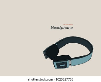 headphone sketch vector. hand draw bluetooth earphone device .