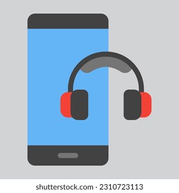 Icono plano de smartphone para auriculares, uso para presentación de aplicaciones móviles en sitios web