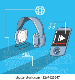 headphone with smartphone and media player