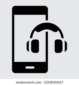 Headphone smartphone solid icon, use for website mobile app presentation