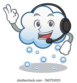 With headphone snow cloud character cartoon vector illustration
