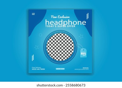 headphone social media design template 