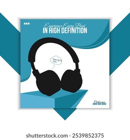 Headphone Social Media Post Design Template.