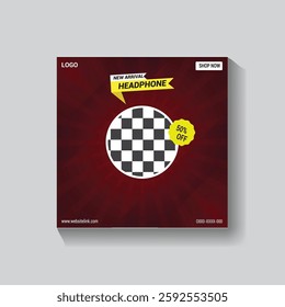 Headphone Social Media Post design Template.