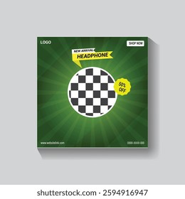 Headphone Social Media Post design Template.