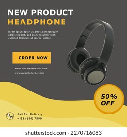 Headphone social media product promotion and banner template