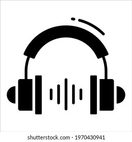 Headphone solid black vector Icon. that can be easily modified or edit