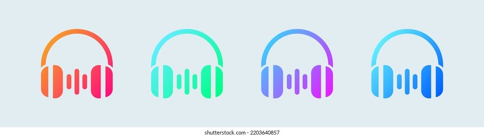 Headphone solid icon in gradient colors. Headset signs vector illustration.