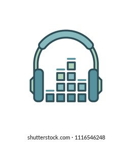 Headphone with sound equalizer vector icon or design element on white background