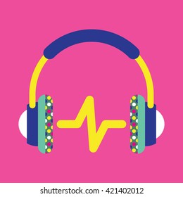 Headphone and Sound Icon, Music Vector
