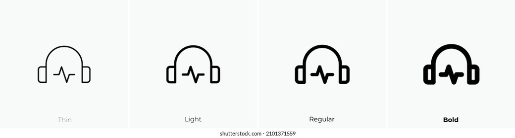 headphone sound icon. Thin, Light Regular And Bold style design isolated on white background