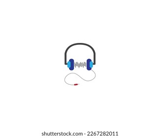 Auricular con ilustración vectorial de ondas de sonido