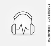 Headphone with sound wave vector concept simple icon or sign in thin line style