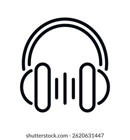 Headphone with sound waves line vector icon