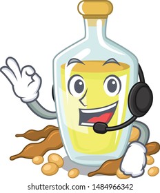 With headphone soybean oil with the character shape