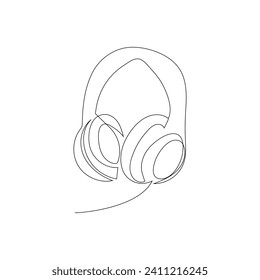 Headphone speaker   continuous one line drawing outline vector  illustration