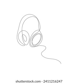 Headphone speaker   continuous one line drawing outline vector  illustration