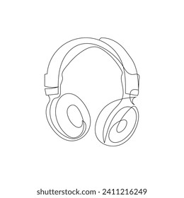 Headphone speaker   continuous one line drawing outline vector  illustration