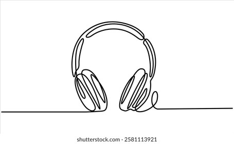 Headphone speaker headset gadget and earphone continuous one line drawing. Music gadget and earphones devices in simple linear style.
Combine art design concept line art