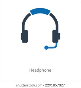 Concepto de icono de auriculares y altavoces