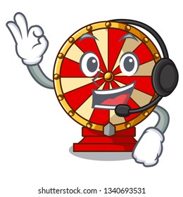 With headphone spinning wheel attached the cartoon wall