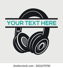 Headphone Split Monogram Printable Vector Design 