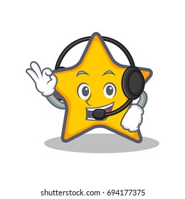 With headphone star character cartoon style