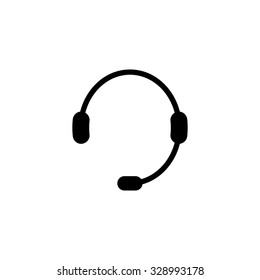 Headphone for support - black vector icon