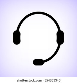Headphone for support -  black vector icon