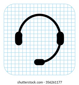 Headphone for support - black  vector icon