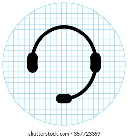 Headphone for support -  black vector icon