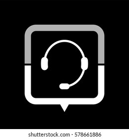 Headphone for support  - black vector icon