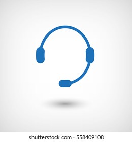 Headphone for support  - blue vector icon