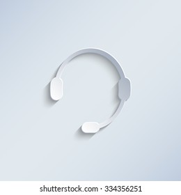Headphone for support - paper vector icon