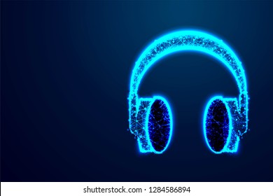 Headphone for support or service. Abstract low poly wireframe design. Vector illustration svg