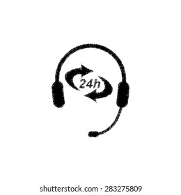 Headphone for support or service  - black vector icon