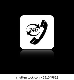 Headphone for support or service - black vector icon on the white button