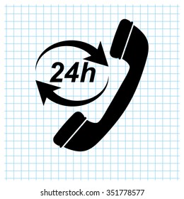 Headphone for support or service - black vector icon