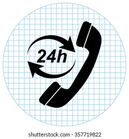 Headphone for support or service -  black vector icon