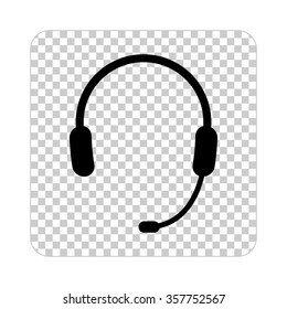 Headphone for support or service -  black vector icon