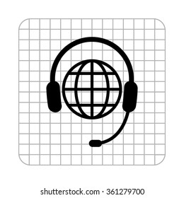 Headphone for support or service  - black vector icon