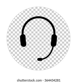 Headphone for support or service  - black vector icon