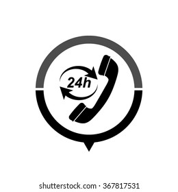 Headphone for support or service - black vector icon; map pointer;  message bubble