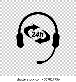 Headphone for support or service  - black vector icon