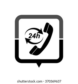 Headphone for support or service - black vector icon; map pointer;  message bubble