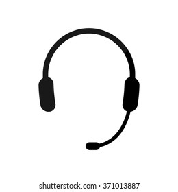 Headphone for support or service -  black vector icon